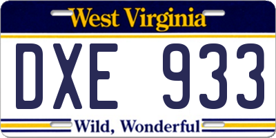 WV license plate DXE933