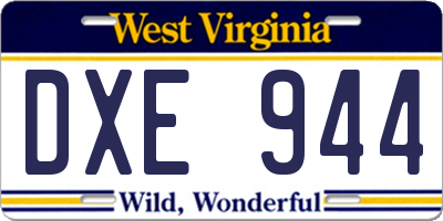 WV license plate DXE944