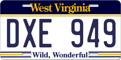WV license plate DXE949
