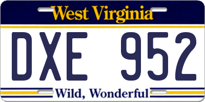 WV license plate DXE952