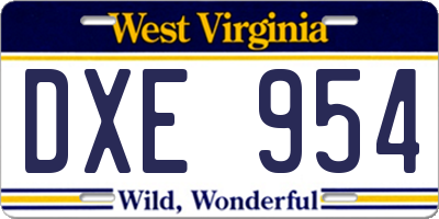 WV license plate DXE954