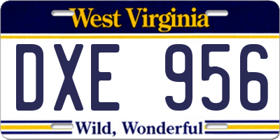 WV license plate DXE956