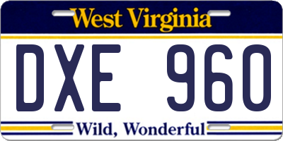 WV license plate DXE960