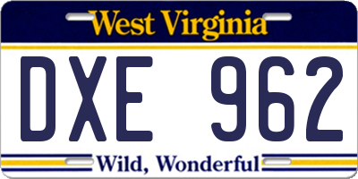 WV license plate DXE962