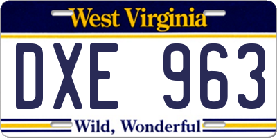 WV license plate DXE963