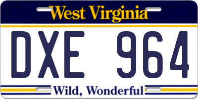 WV license plate DXE964