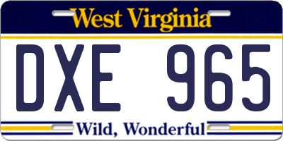 WV license plate DXE965