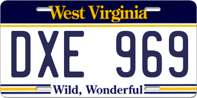 WV license plate DXE969