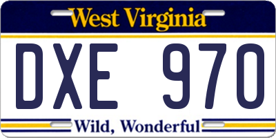 WV license plate DXE970