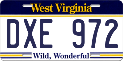 WV license plate DXE972