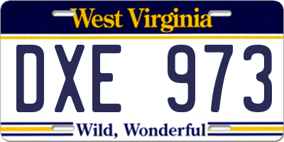 WV license plate DXE973