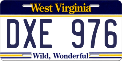 WV license plate DXE976