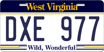 WV license plate DXE977