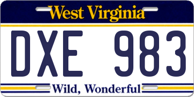 WV license plate DXE983