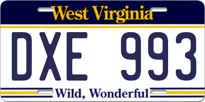 WV license plate DXE993