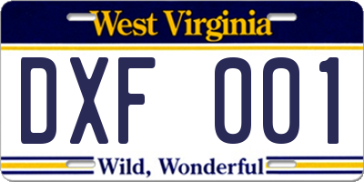 WV license plate DXF001