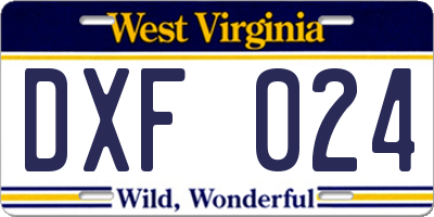 WV license plate DXF024
