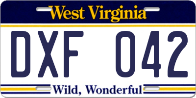 WV license plate DXF042