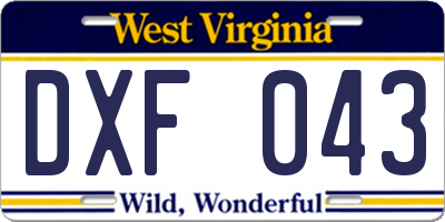 WV license plate DXF043