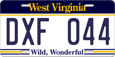 WV license plate DXF044