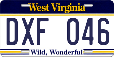 WV license plate DXF046