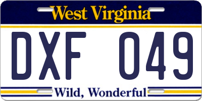 WV license plate DXF049