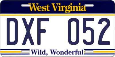 WV license plate DXF052