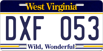 WV license plate DXF053