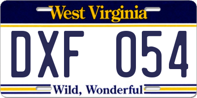 WV license plate DXF054