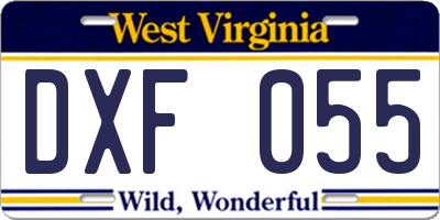WV license plate DXF055