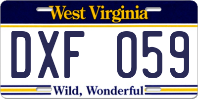 WV license plate DXF059