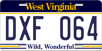 WV license plate DXF064