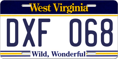 WV license plate DXF068