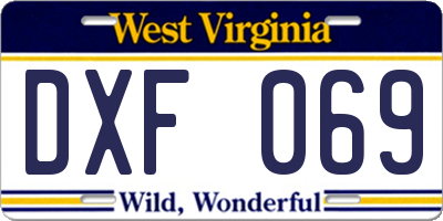 WV license plate DXF069
