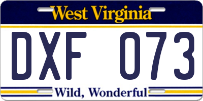 WV license plate DXF073
