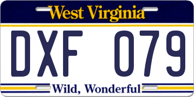 WV license plate DXF079