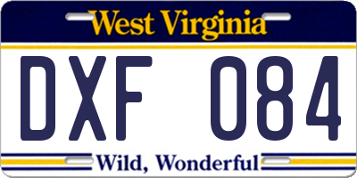 WV license plate DXF084