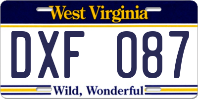 WV license plate DXF087