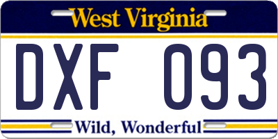 WV license plate DXF093