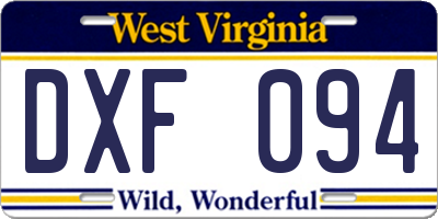 WV license plate DXF094
