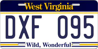 WV license plate DXF095
