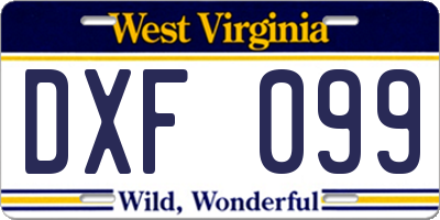 WV license plate DXF099