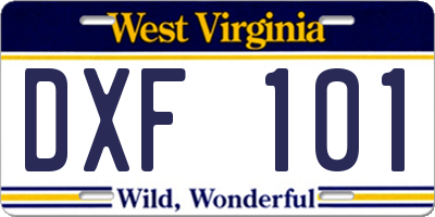 WV license plate DXF101