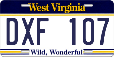 WV license plate DXF107