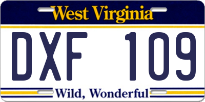 WV license plate DXF109