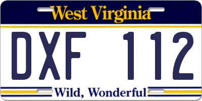 WV license plate DXF112
