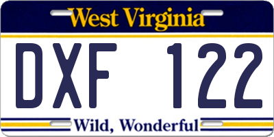 WV license plate DXF122