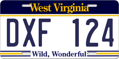 WV license plate DXF124