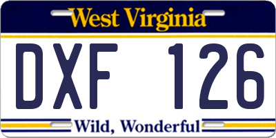 WV license plate DXF126