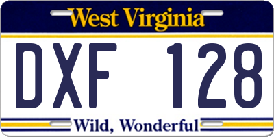 WV license plate DXF128